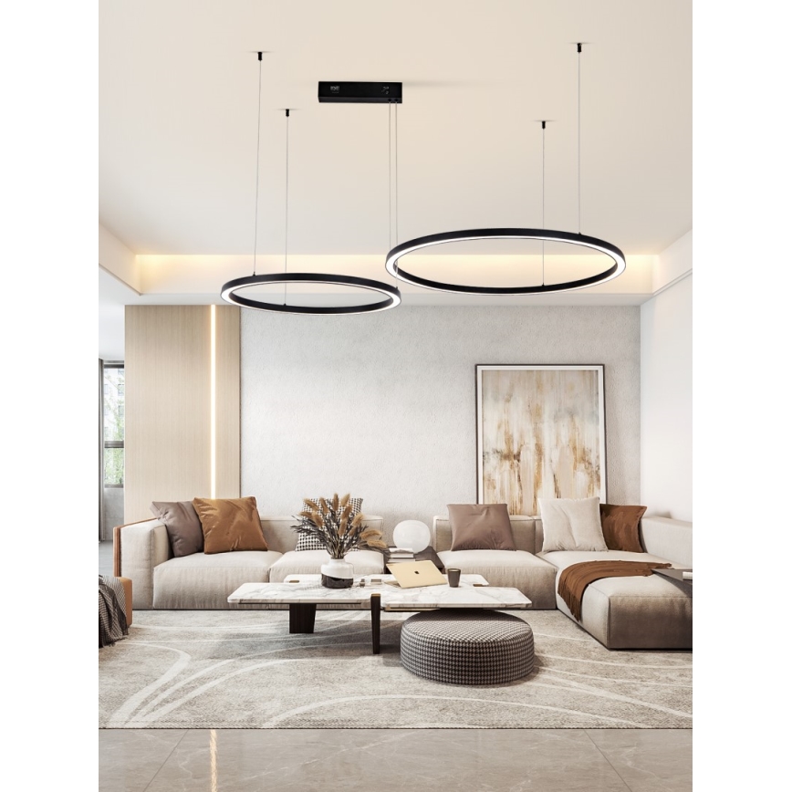 Immax NEO 07216L - LED Stmievateľný luster na lanku FINO LED/93W/230V 60/80cm čierna Tuya + diaľkové ovládanie