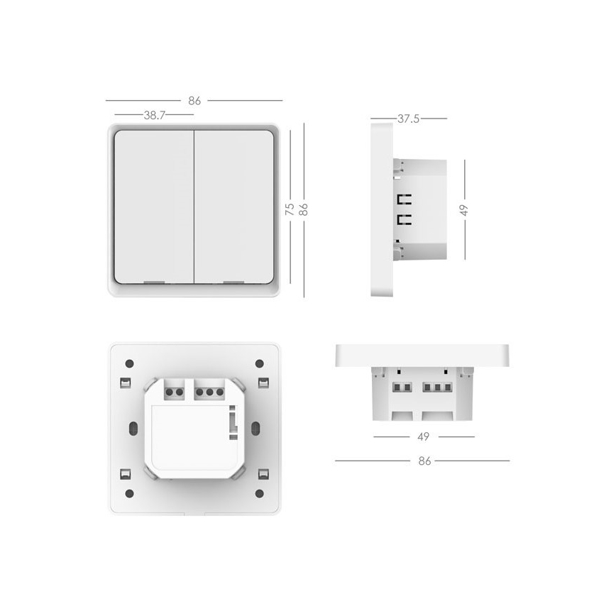 Immax NEO 07513L - Vypínač 2-tlačidlový SMART 230V Wi-Fi Tuya