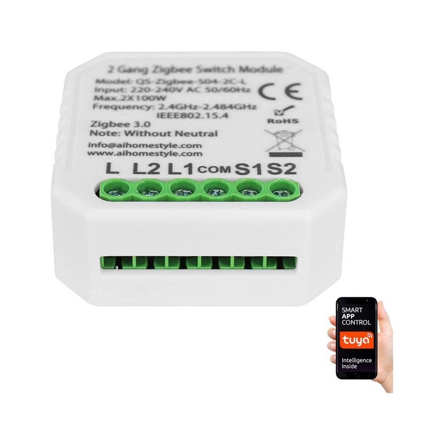 Immax NEO 07517L - Inteligentný kontrolór (L) V4 2-tlačítkový Zigbee 3.0 Tuya