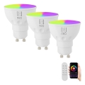 Immax NEO 07724CDO - SADA 3x LED RGB+CCT Stmievateľná žiarovka GU10/6W/230V 2700-6500K Wi-Fi Tuya + diaľkové ovládanie