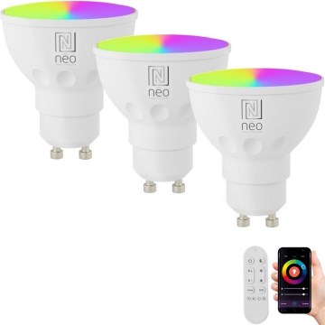 Immax NEO 07724CDO - SADA 3x LED RGB+CCT Stmievateľná žiarovka GU10/6W/230V 2700-6500K Wi-Fi Tuya + diaľkové ovládanie