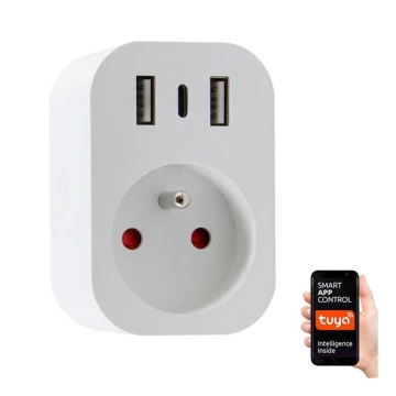 Immax NEO 07772L - Inteligentná rozbočovacia zásuvka 16A/230V + 2xUSB+1xUSB C Wi-Fi Tuya