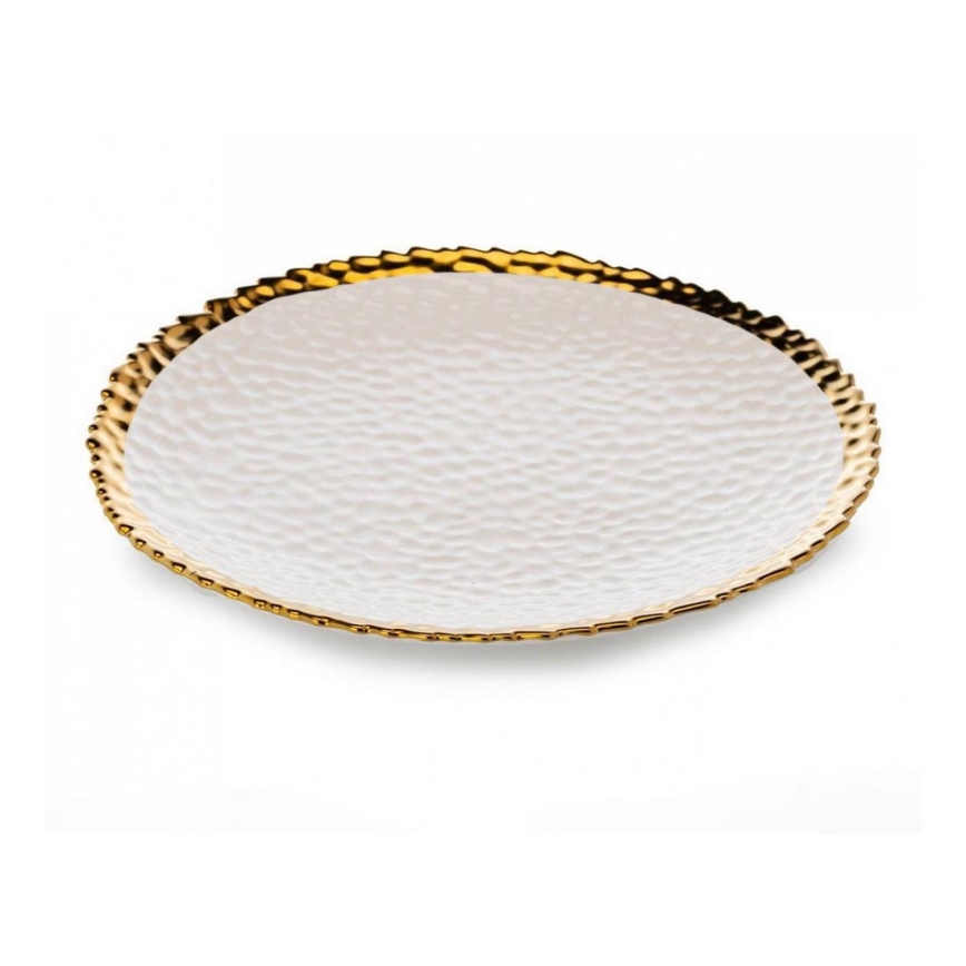 Jedálenský tanier KATI 25 cm krémová/zlatá