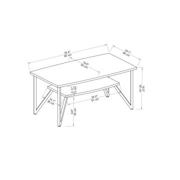 Konferenčný stolík ASENS 42x90 cm borovica atlantic/čierna