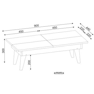 Konferenčný stolík CASTRUM 30x90 cm biela/hnedá