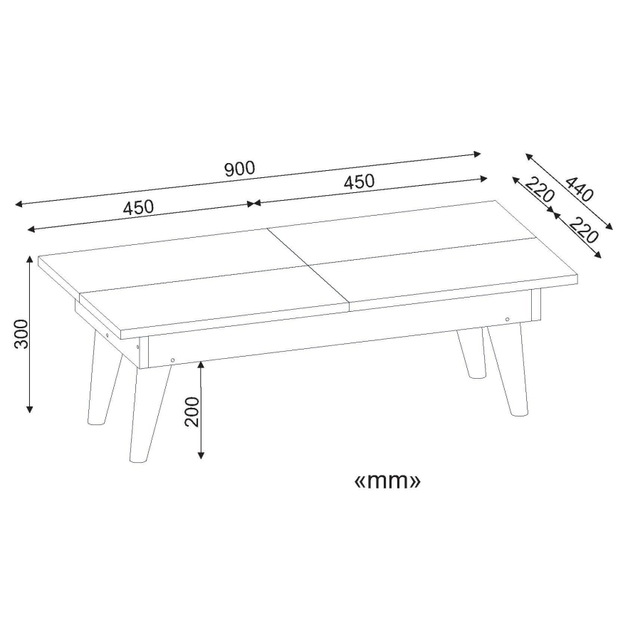 Konferenčný stolík CASTRUM 30x90 cm biela/hnedá