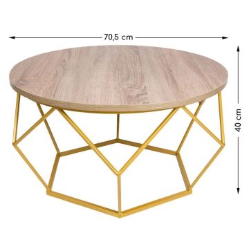 Konferenčný stolík DIAMOND 40x70 cm zlatá/hnedá