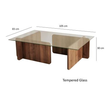 Konferenčný stolík ESCAPE 30x105 cm hnedá/číra