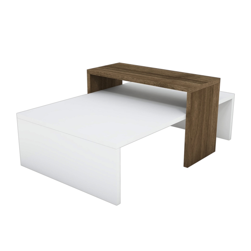 Konferenčný stolík GLOW 32x80 cm biela/hnedá