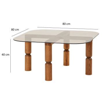 Konferenčný stolík KEI 40x80 cm hnedá/bronzová