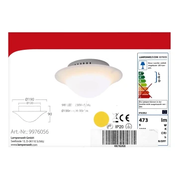 Lampenwelt - LED Stropné svietidlo LED/9W/230V