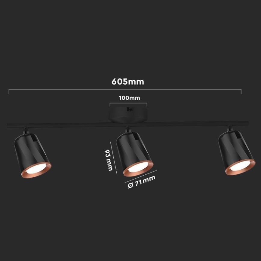 LED Bodové svietidlo 3xLED/5W/230V 3000K čierna