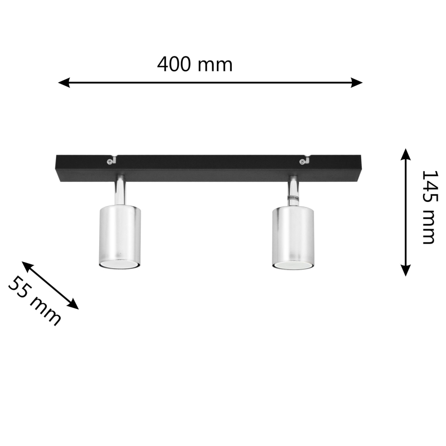 LED Bodové svietidlo TUNE 2xGU10/4,8W/230V matný chróm/čierna