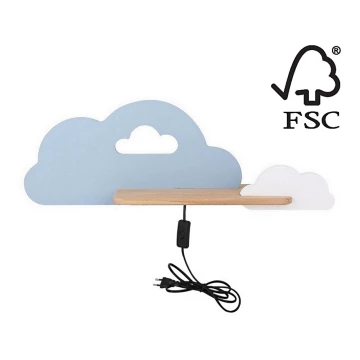 LED Detské nástenné svietidlo s poličkou CLOUD LED/5W/230V modrá/biela, FSC certifikované