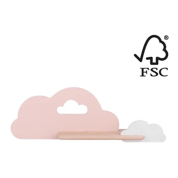 LED Detské nástenné svietidlo s poličkou CLOUD LED/5W/230V ružová/biela, FSC certifikované