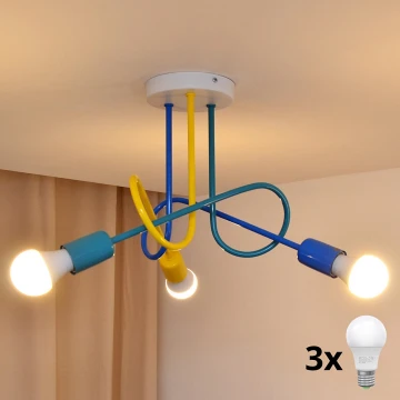 LED Detský prisadený luster OXFORD 3xE27/60W/230V