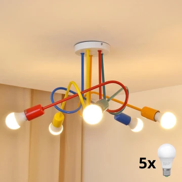 LED Detský prisadený luster OXFORD 5xE27/60W/230V