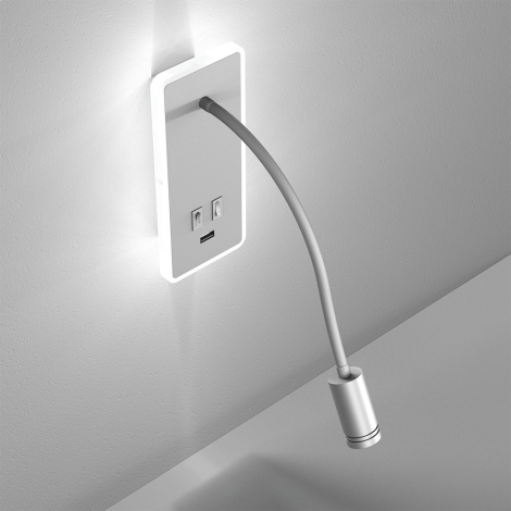 LED Flexibilná lampička BASE 1xLED/8W+1xLED/2W/230V biela