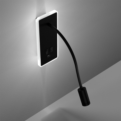 LED Flexibilná lampička BASE 1xLED/8W+1xLED/2W/230V čierna