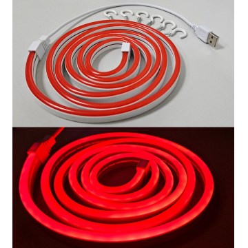 LED Flexibilný pásik NEON LED/5V USB 1,8 m červená