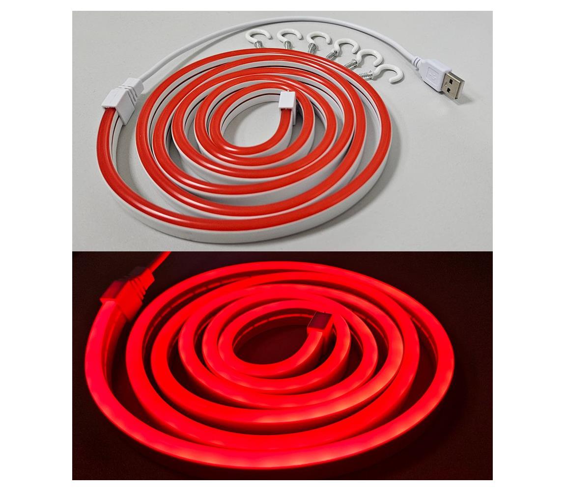  LED Flexibilný pásik NEON LED/5V USB 1,8 m červená 