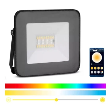 LED Inteligentný stmievateľný RGB reflektor LED/20W/230V IP65 čierna