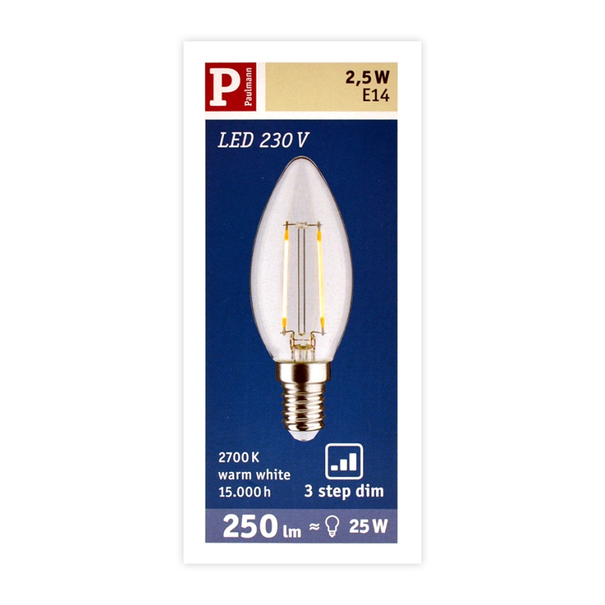 LED Krokovo stmievateľná žiarovka E14/2,5W/230V 2700K - Paulmann 28572