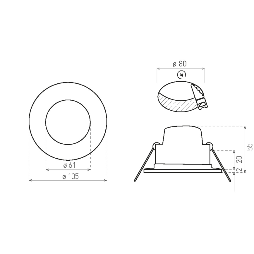 LED Kúpeľňové podhľadové svietidlo BONO LED/8W/230V 3000K IP65 chróm