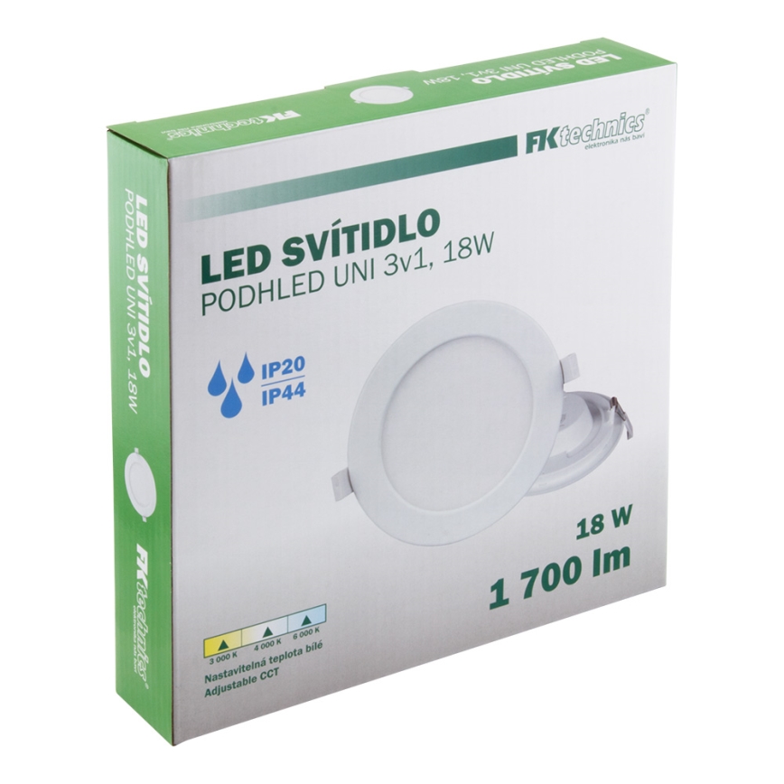 LED Kúpeľňové podhľadové svietidlo LED/18W/230V 3000/4000/6000K IP44