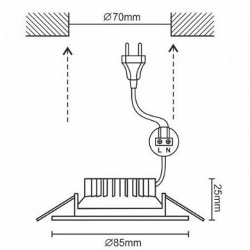 LED Kúpeľňové podhľadové svietidlo LED/7W/230V 4000K biela IP44