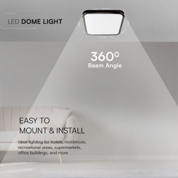 LED Kúpeľňové stropné svietidlo LED/18W/230V IP44 3000K 25x25 cm čierna