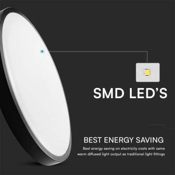 LED Kúpeľňové stropné svietidlo SAMSUNG CHIP LED/24W/230V IP44 6500K pr. 29 cm čierna