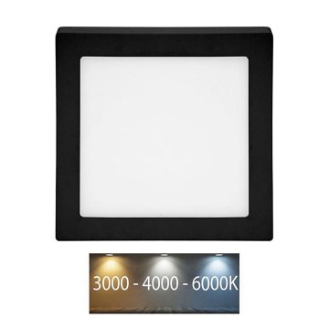 LED Kúpeľňové stropné svietidlo RAFA LED/12W/230V 3000/4000/6000K 17x17 cm IP44 čierna