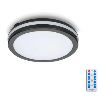 LED Kúpeľňové stropné svietidlo so senzorom LED/12W/230V 3000/4000/6500K IP65 pr. 20 cm čierna + diaľkové ovládanie