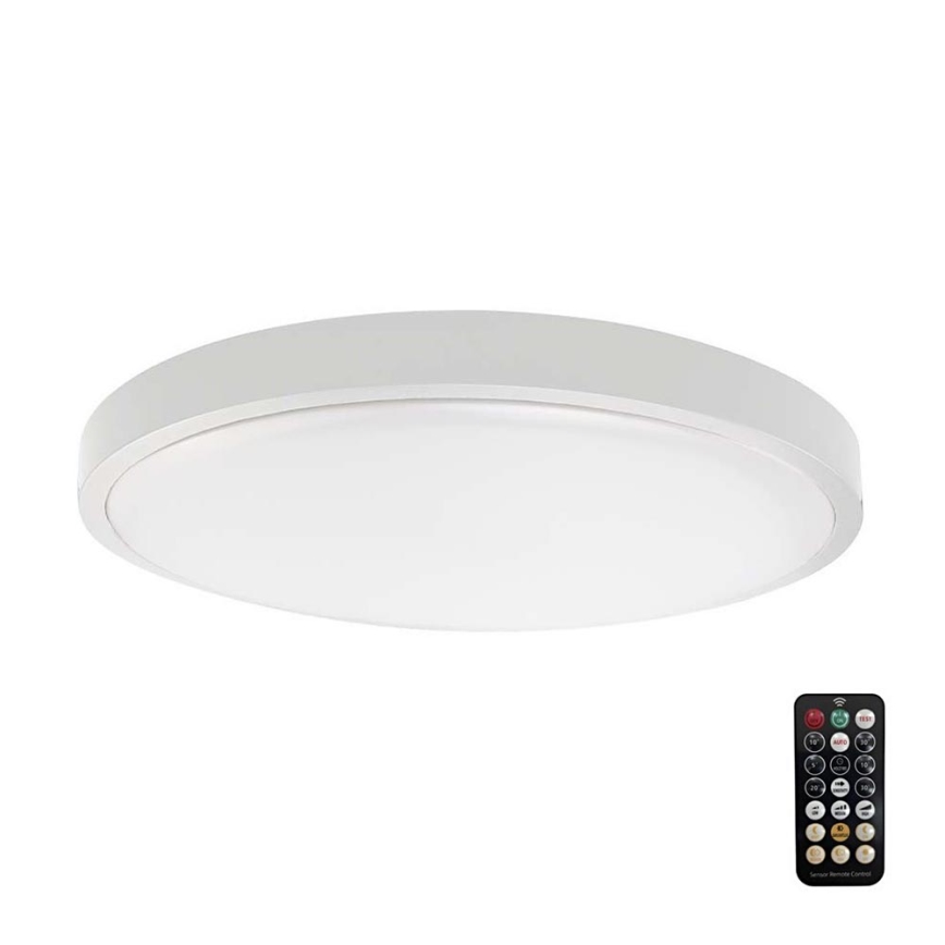 LED Kúpeľňové stropné svietidlo so senzorom SAMSUNG CHIP LED/18W/230V IP44 6500K pr. 29 cm biela + diaľkové ovládanie