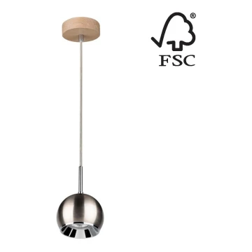 LED Luster na lanku BALL WOOD 1xGU10/5W/230V matný dub – FSC certifikované