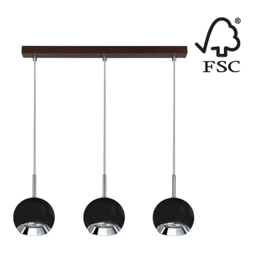 LED Luster na lanku BALL WOOD 3xGU10/5W/230V buk – FSC certifikované