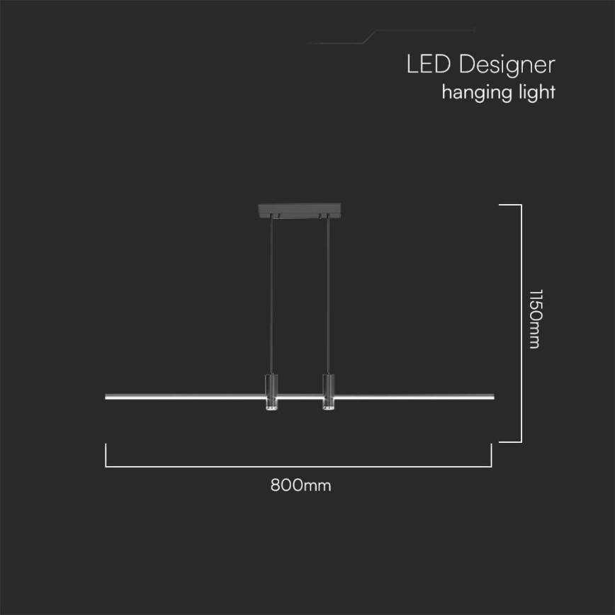LED Luster na lanku LED/19W/230V 3000K čierna