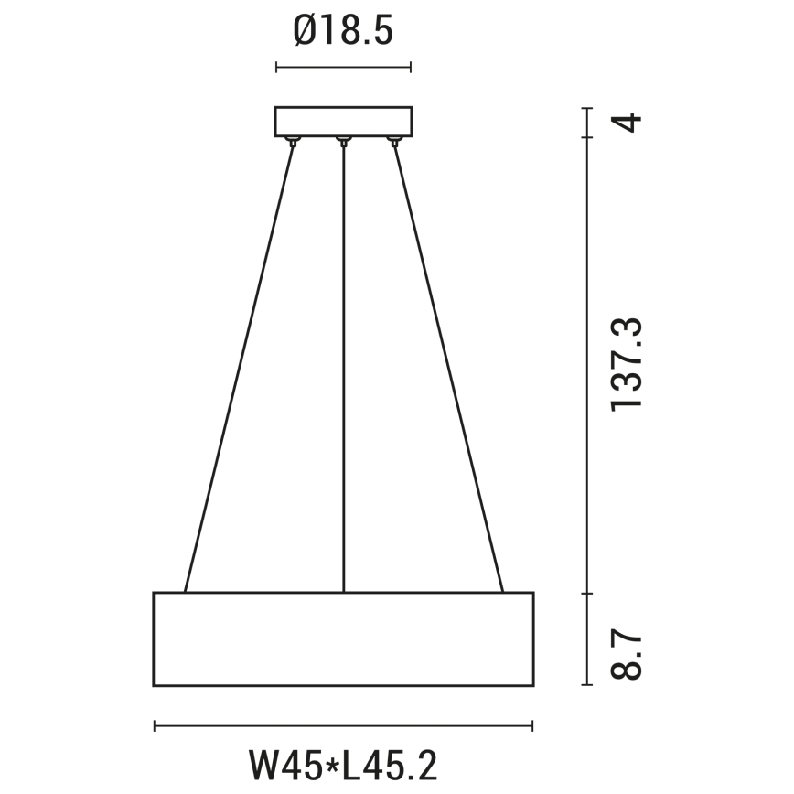 LED Luster na lanku LED/30W/230V 3000K 45x45 cm čierna