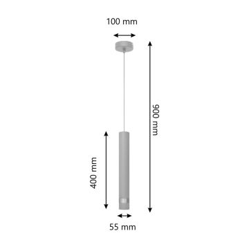 LED Luster na lanku TUBA 1xGU10/4,8W/230V šedá/lesklý chróm