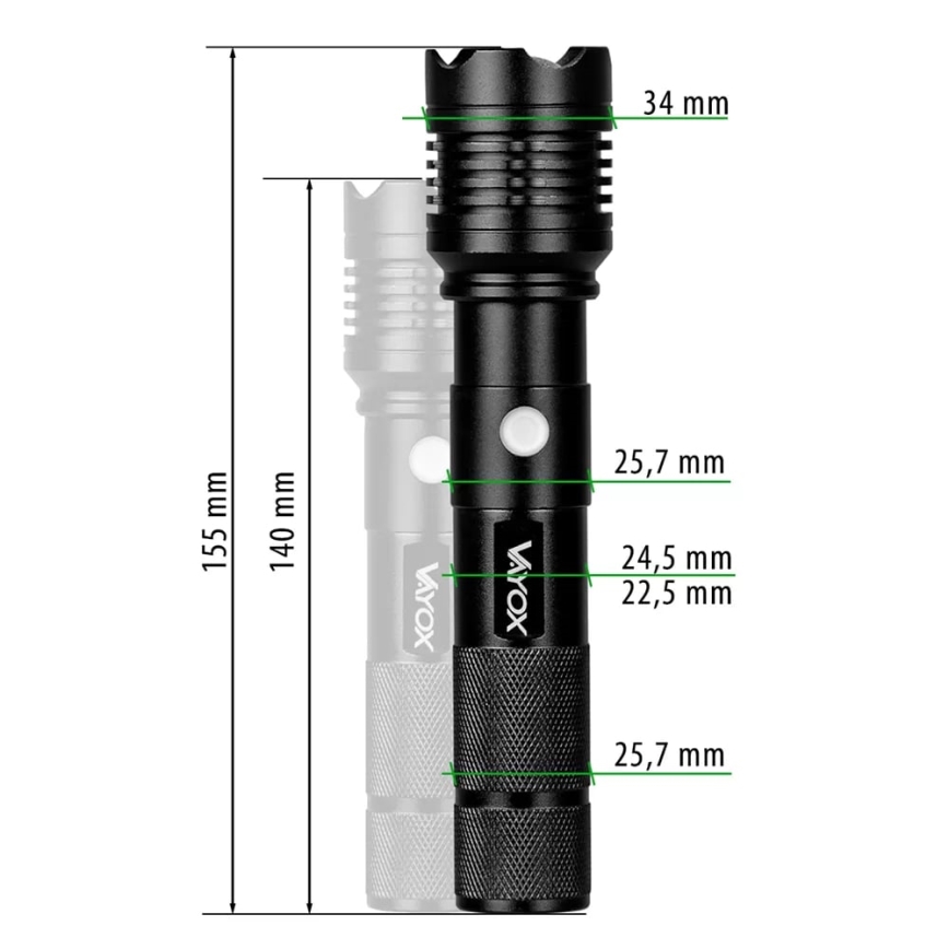 LED Stmievateľná nabíjacia baterka LED/10W/5V IPX4 800 lm 4 h 1200 mAh