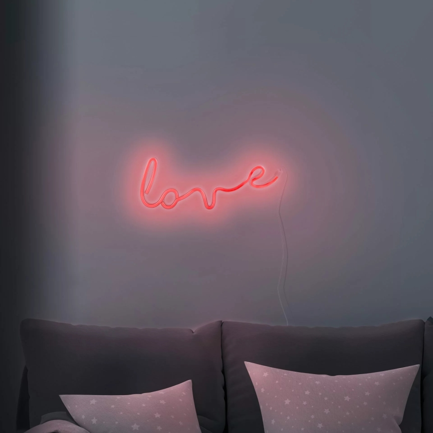 LED Neónová nástenná dekorácia LOVE LED/3W/3xAA červená