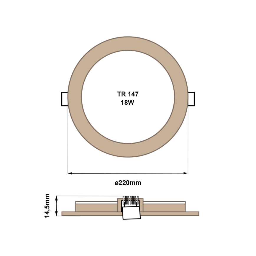 LED Podhľadové svietidlo CIRCLE LED/18W/230V 4200K 22 cm hnedá