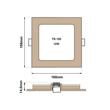 LED Podhľadové svietidlo SQUARE LED/12W/230V 4200K 16,8x16,8 cm hnedá