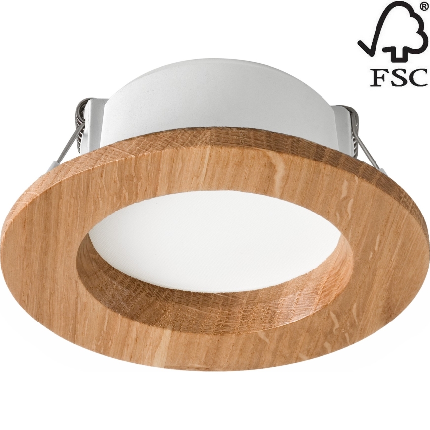 LED Podhľadové svietidlo WOODY SPOT LED/5,5W/230V 4000K dub ø 10 cm