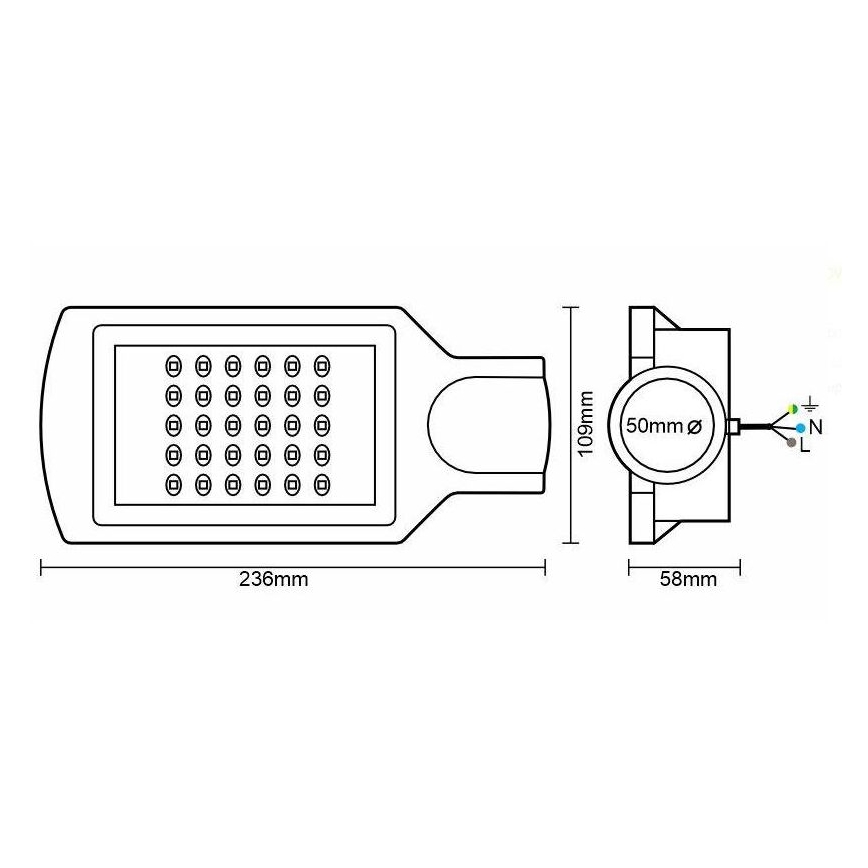 LED Pouličná lampa LED/30W/170-400V IP67