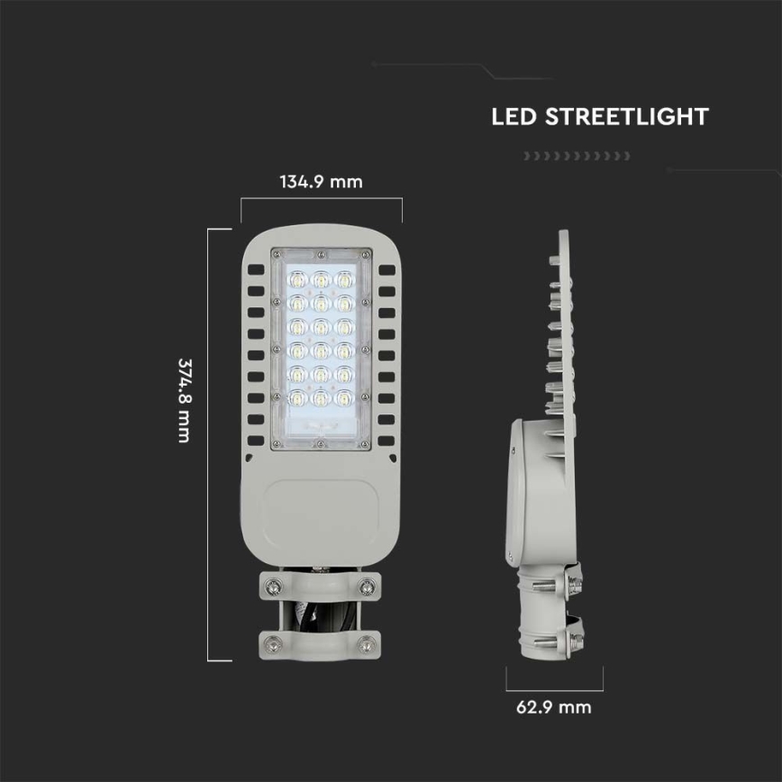 LED Pouličná lampa SAMSUNG CHIP LED/30W/230V 4000K šedá