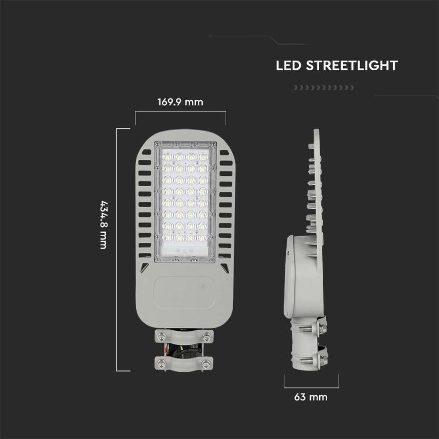 LED Pouličná lampa SAMSUNG CHIP LED/50W/230V 4000K šedá