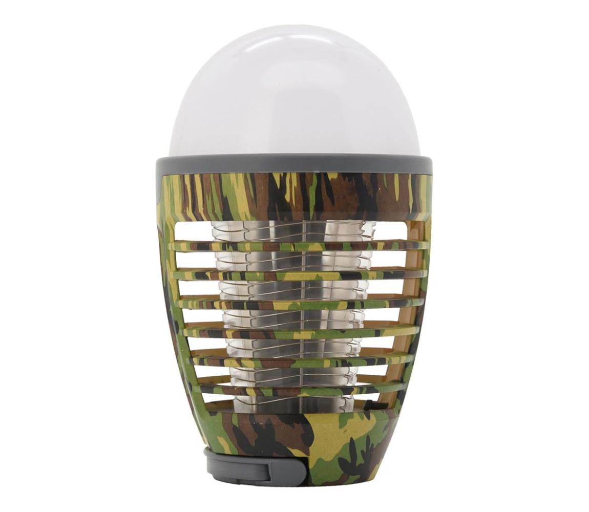  LED Prenosná nabíjacia lampa s lapačom hmyzu LED/2W/3,7V IPX4 maskáčová 