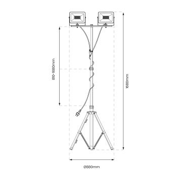 LED Reflektor so stojanom 2xLED/50W/230V 4000K IP44